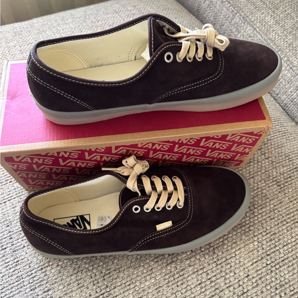 Vans Dark Brown Suede Low-Top Sneakers with Cream Laces